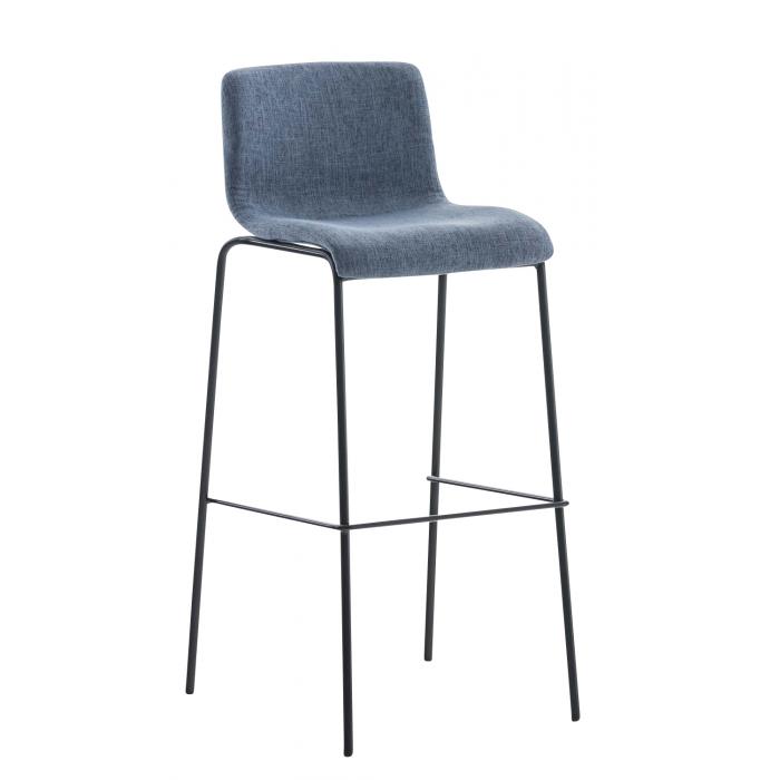 2er Set Barhocker HLO-CP20 Stoff 4-Fu Gestell schwarz ~ blau