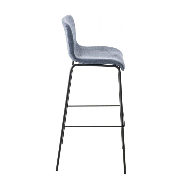 2er Set Barhocker HLO-CP20 Stoff 4-Fu Gestell schwarz ~ blau