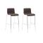 2er Set Barhocker HLO-CP20 Stoff 4-Fu Gestell chrom ~ braun