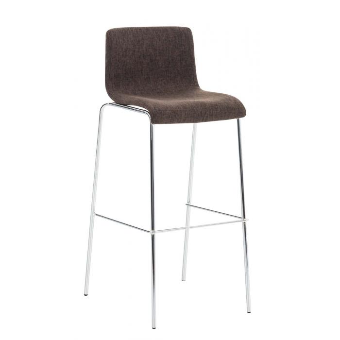 2er Set Barhocker HLO-CP20 Stoff 4-Fu Gestell chrom ~ braun