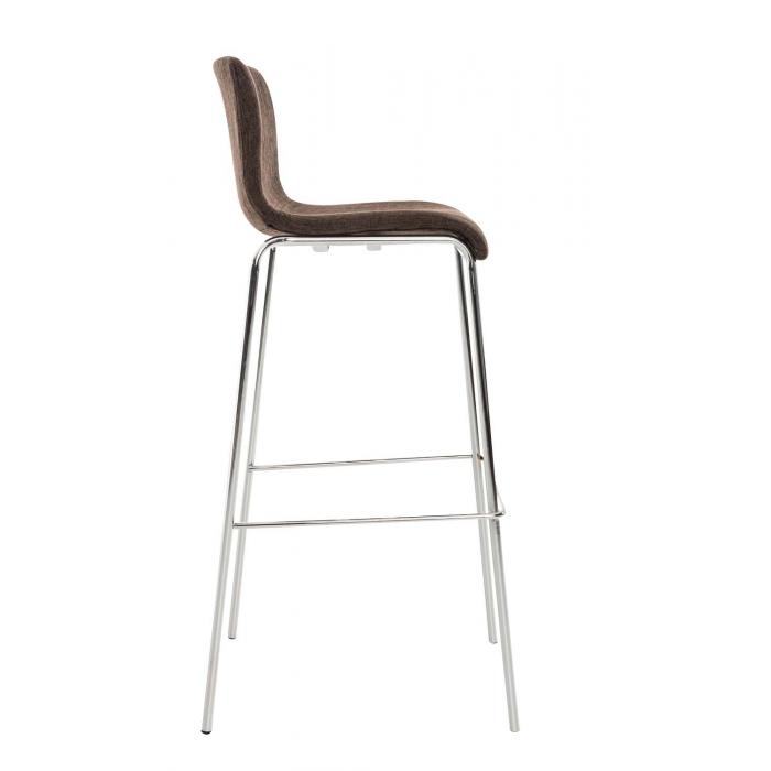 2er Set Barhocker HLO-CP20 Stoff 4-Fu Gestell chrom ~ braun