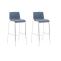 2er Set Barhocker HLO-CP20 Stoff 4-Fu Gestell chrom ~ blau