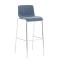 2er Set Barhocker HLO-CP20 Stoff 4-Fu Gestell chrom ~ blau