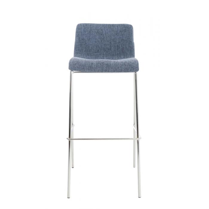 2er Set Barhocker HLO-CP20 Stoff 4-Fu Gestell chrom ~ blau