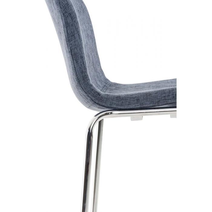 2er Set Barhocker HLO-CP20 Stoff 4-Fu Gestell chrom ~ blau