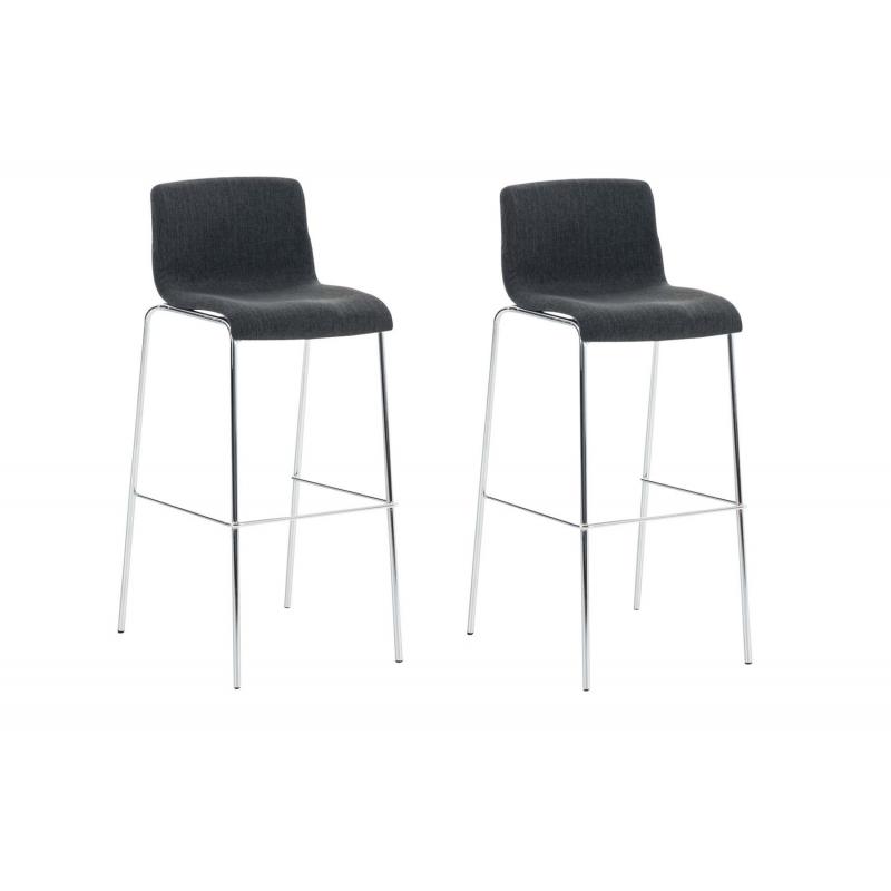 2er Set Barhocker HLO-CP20 Stoff 4-Fu Gestell chrom ~ dunkelgrau