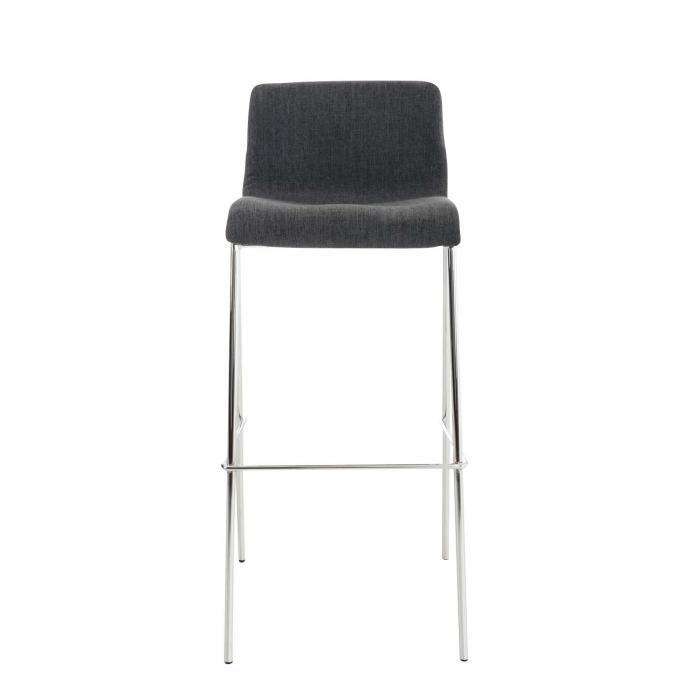 2er Set Barhocker HLO-CP20 Stoff 4-Fu Gestell chrom ~ dunkelgrau