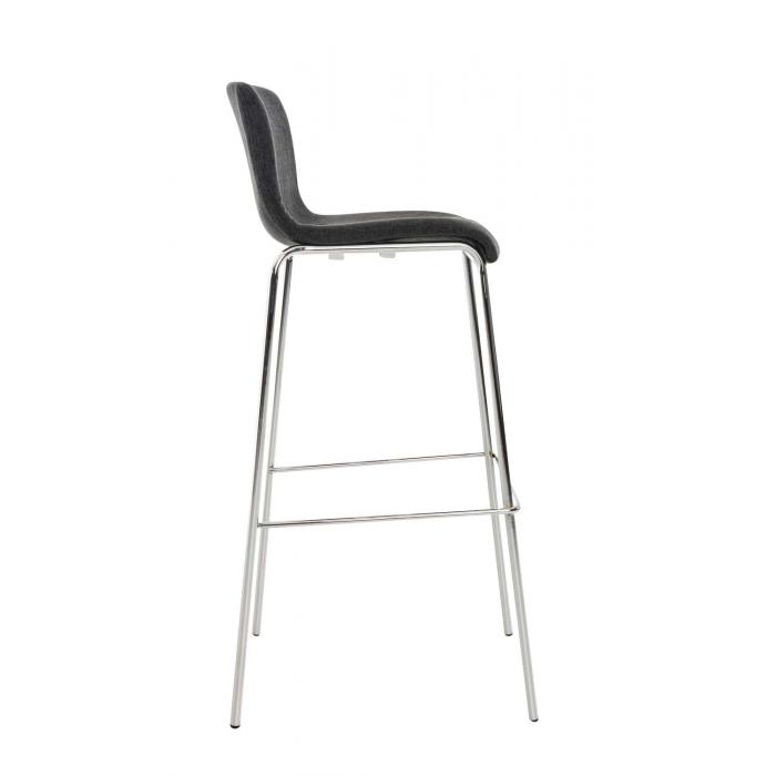 2er Set Barhocker HLO-CP20 Stoff 4-Fu Gestell chrom ~ dunkelgrau