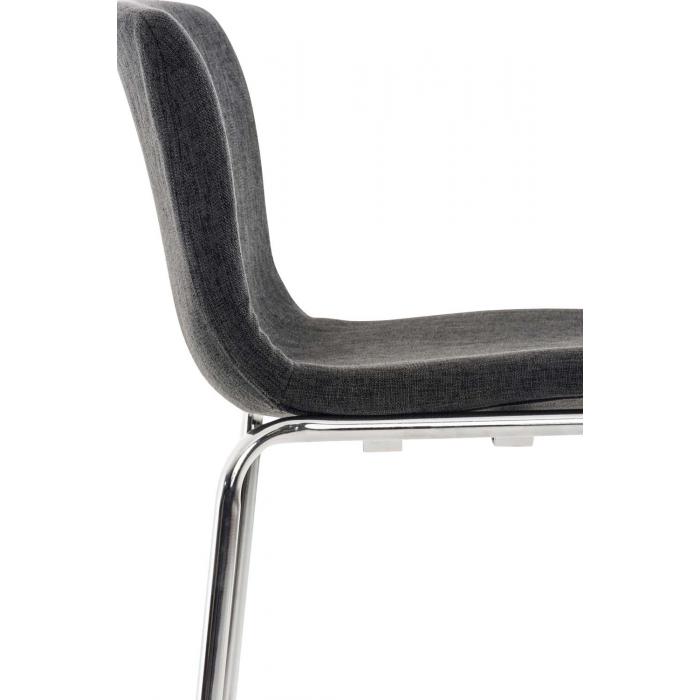 2er Set Barhocker HLO-CP20 Stoff 4-Fu Gestell chrom ~ dunkelgrau