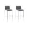 2er Set Barhocker HLO-CP20 Stoff 4-Fu Gestell chrom ~ hellgrau
