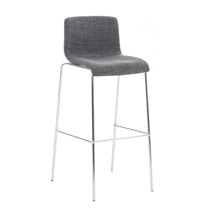 2er Set Barhocker HLO-CP20 Stoff 4-Fu Gestell chrom ~ hellgrau