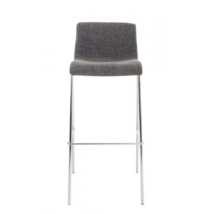 2er Set Barhocker HLO-CP20 Stoff 4-Fu Gestell chrom ~ hellgrau