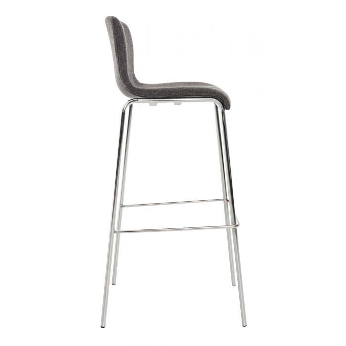 2er Set Barhocker HLO-CP20 Stoff 4-Fu Gestell chrom ~ hellgrau