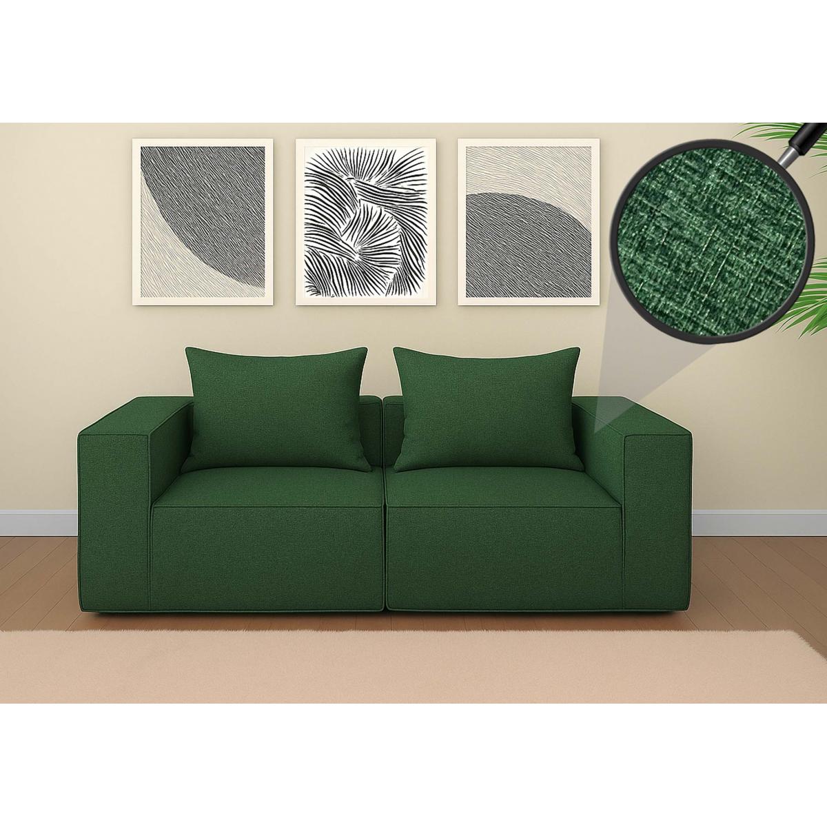 2er-Sofa HWC-O54, Couch 2-Sitzer Loungesofa, modular Stoff/Textil (300g/m) 63x194x97cm ~ grn