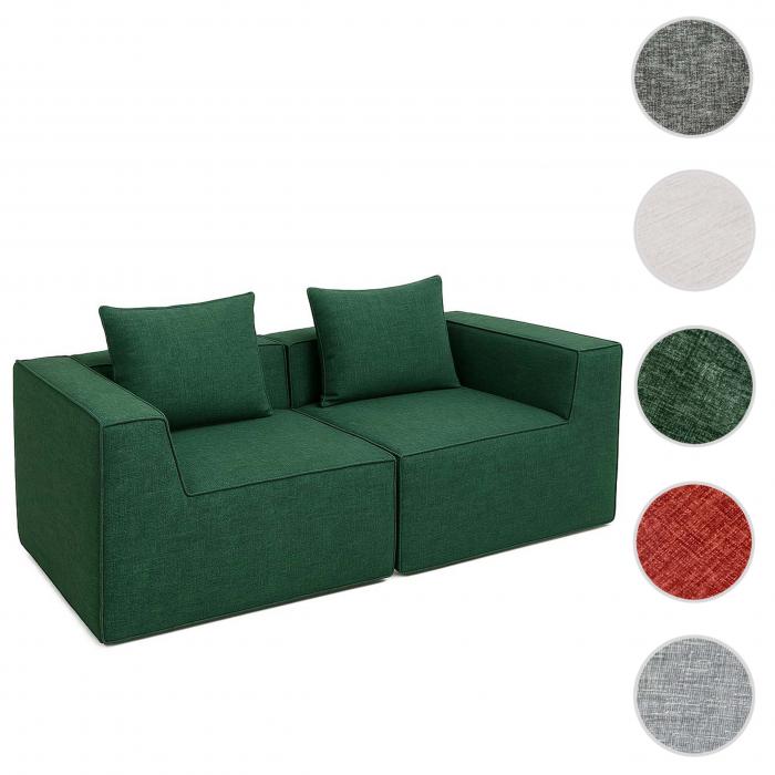 2er-Sofa HWC-O54, Couch 2-Sitzer Loungesofa, modular Stoff/Textil (300g/m) 63x194x97cm ~ grn