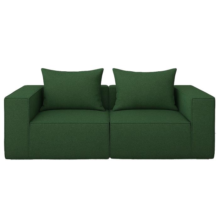 2er-Sofa HWC-O54, Couch 2-Sitzer Loungesofa, modular Stoff/Textil (300g/m) 63x194x97cm ~ grn