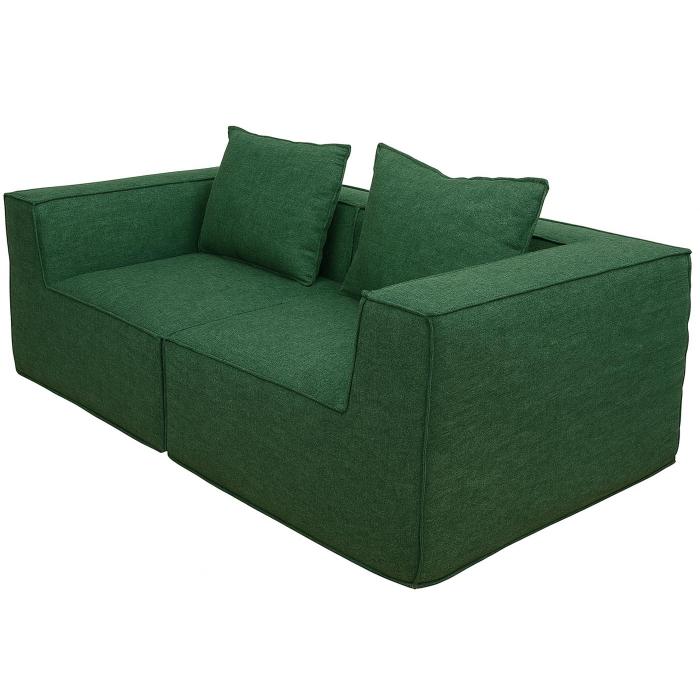 2er-Sofa HWC-O54, Couch 2-Sitzer Loungesofa, modular Stoff/Textil (300g/m) 63x194x97cm ~ grn