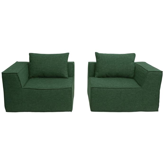 2er-Sofa HWC-O54, Couch 2-Sitzer Loungesofa, modular Stoff/Textil (300g/m) 63x194x97cm ~ grn