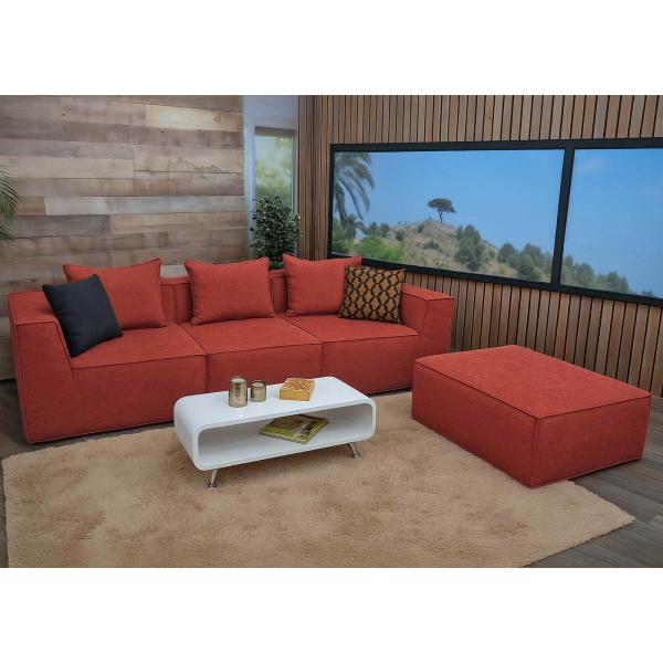 Stimmungsbild fr Produkt Ottomane HWC-O54, Hocker Fuablage Recamiere Chaiselongue, Stoff/Textil (300g/m) 38x75x97cm ~ terrakotta