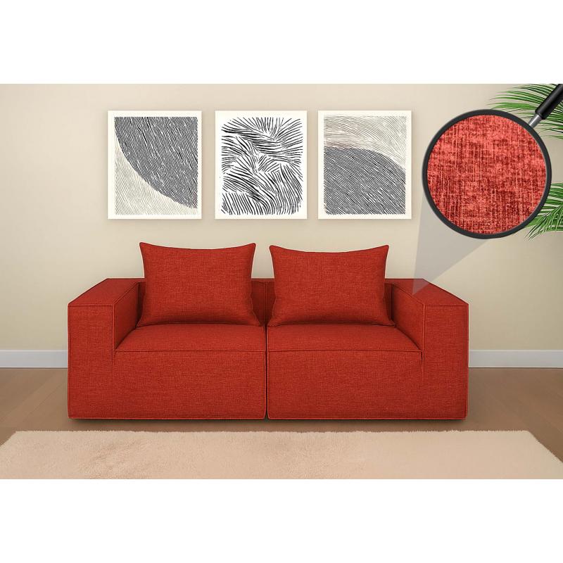 2er-Sofa HWC-O54, Couch 2-Sitzer Loungesofa, modular Stoff/Textil (300g/m) 63x194x97cm ~ terrakotta