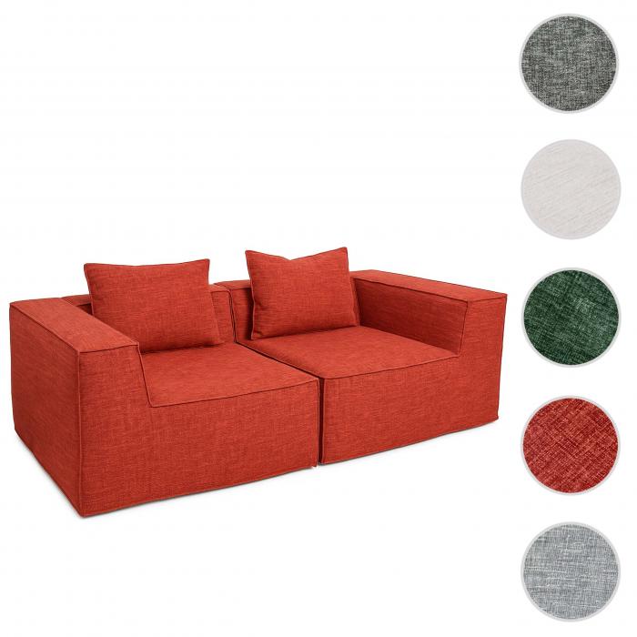 2er-Sofa HWC-O54, Couch 2-Sitzer Loungesofa, modular Stoff/Textil (300g/m) 63x194x97cm ~ terrakotta