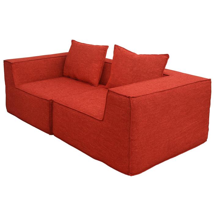 2er-Sofa HWC-O54, Couch 2-Sitzer Loungesofa, modular Stoff/Textil (300g/m) 63x194x97cm ~ terrakotta