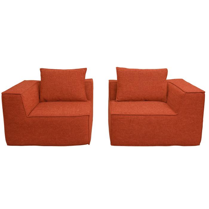 2er-Sofa HWC-O54, Couch 2-Sitzer Loungesofa, modular Stoff/Textil (300g/m) 63x194x97cm ~ terrakotta