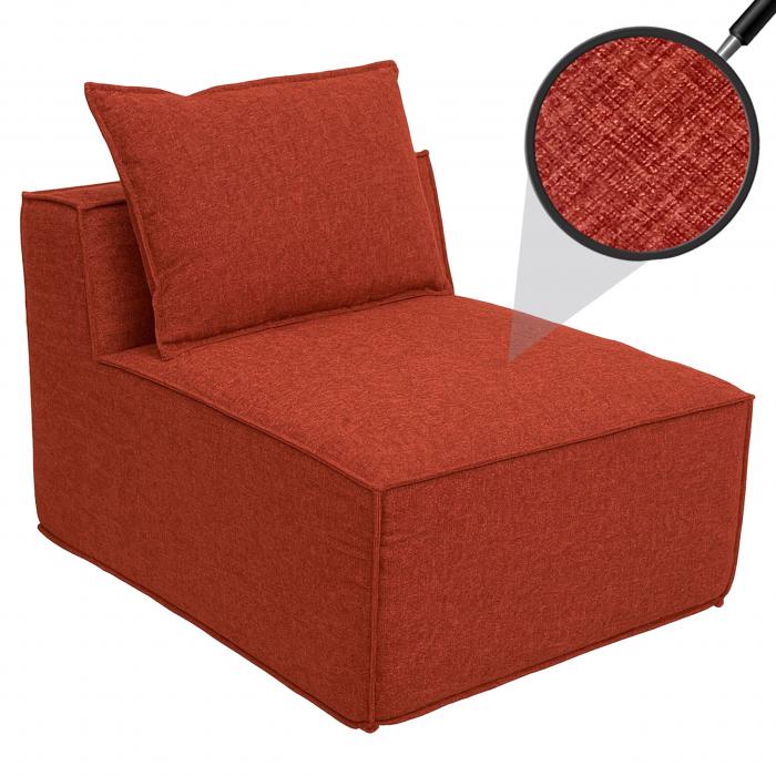 Sessel HWC-O54, Loungesessel Polstersessel Clubsessel Mittelteil, Stoff/Textil (300g/m) 63x75x97cm ~ terrakotta