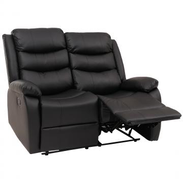 2er Kinosessel HWC-O62, Relaxsessel Fernsehsessel mit Armlehne, Liegefunktion Kunstleder ~ schwarz