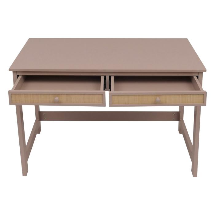 Schreibtisch HWC-O36, Brotisch Laptoptisch Arbeitstisch, Schublade 78x110x60cm Holz ~ helltaupe