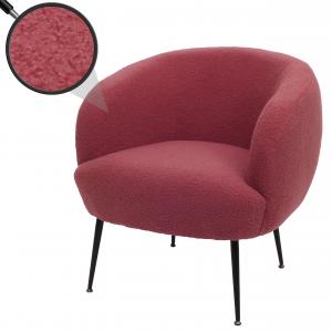 Lounge-Sessel HWC-O37, Cocktail-/Clubsessel Polstersessel Sessel, Stoff/Textil Boucl (330g/m) Metall MVG ~ purpur-rot