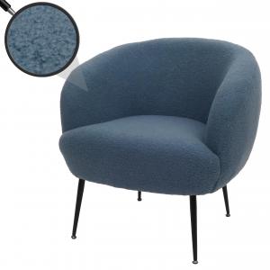 Lounge-Sessel HWC-O37, Cocktailsessel Polstersessel Clubsessel Sessel, Stoff/Textil Boucl (330g/m) Metall ~ blau