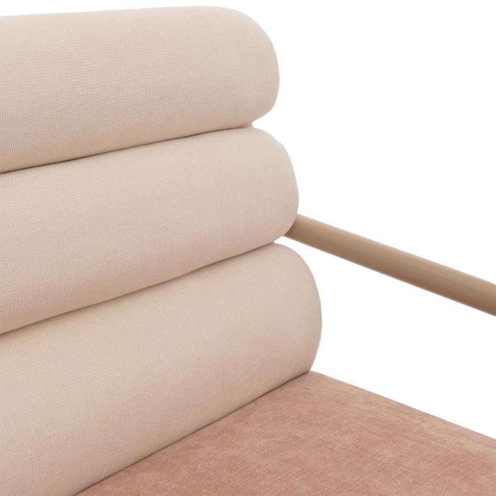 Lounge-Sessel HWC-O38, Cocktail-/Polstersessel Clubsessel, Stoff/Textil (420 g/m) Metall MVG ~ beige, Polster ros