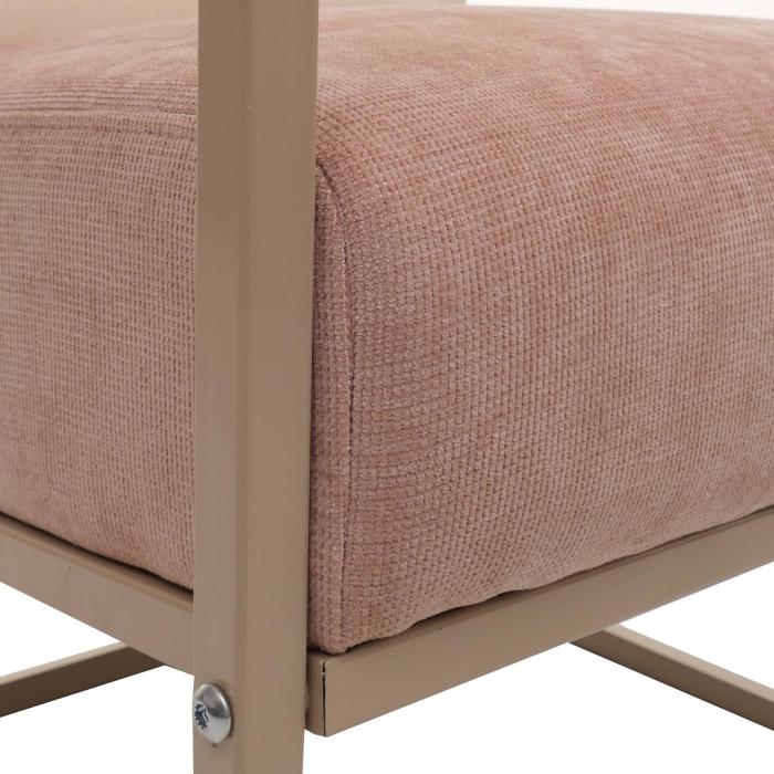 Lounge-Sessel HWC-O38, Cocktail-/Polstersessel Clubsessel, Stoff/Textil (420 g/m) Metall MVG ~ beige, Polster ros