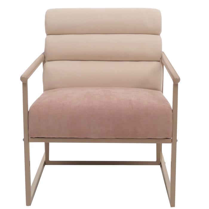 Lounge-Sessel HWC-O38, Cocktail-/Polstersessel Clubsessel, Stoff/Textil (420 g/m) Metall MVG ~ beige, Polster ros