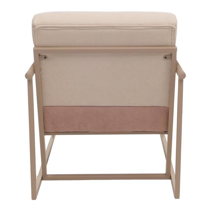 Lounge-Sessel HWC-O38, Cocktail-/Polstersessel Clubsessel, Stoff/Textil (420 g/m) Metall MVG ~ beige, Polster ros