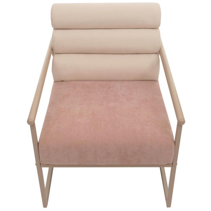 Lounge-Sessel HWC-O38, Cocktail-/Polstersessel Clubsessel, Stoff/Textil (420 g/m) Metall MVG ~ beige, Polster ros