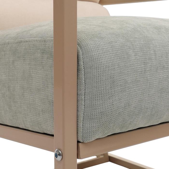 Lounge-Sessel HWC-O38, Cocktail-/Polstersessel Clubsessel, Stoff/Textil (420 g/m) Metall MVG ~ beige, Polster blau-grn