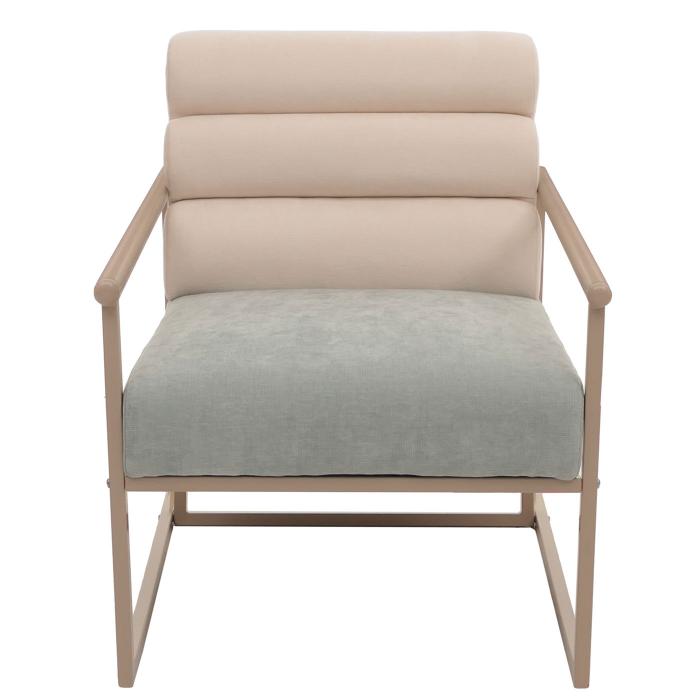 Lounge-Sessel HWC-O38, Cocktail-/Polstersessel Clubsessel, Stoff/Textil (420 g/m) Metall MVG ~ beige, Polster blau-grn