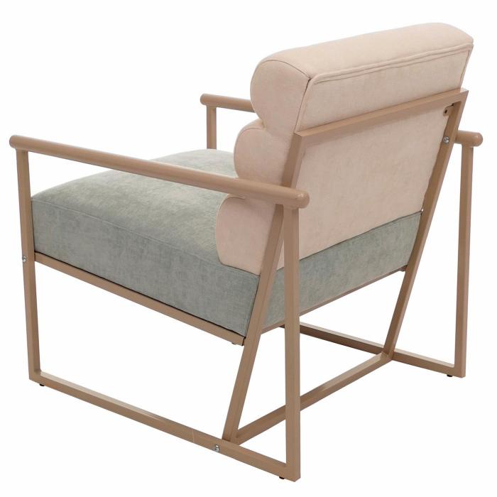 Lounge-Sessel HWC-O38, Cocktail-/Polstersessel Clubsessel, Stoff/Textil (420 g/m) Metall MVG ~ beige, Polster blau-grn
