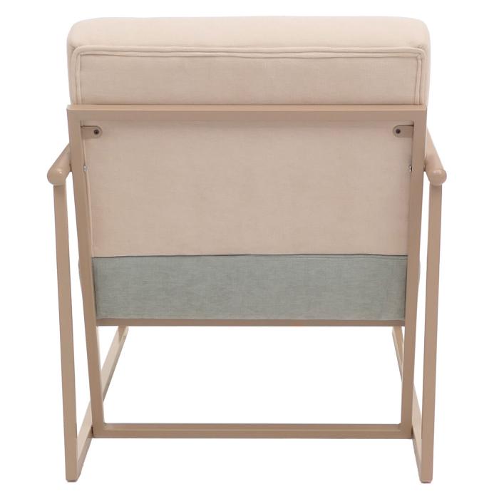 Lounge-Sessel HWC-O38, Cocktail-/Polstersessel Clubsessel, Stoff/Textil (420 g/m) Metall MVG ~ beige, Polster blau-grn