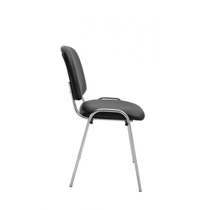 Besucherstuhl HLO-CP111 C Kunstleder ~ schwarz