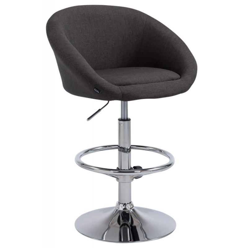 2er Set Barhocker HLO-CP182 V2 Stoff chrom ~ dunkelgrau