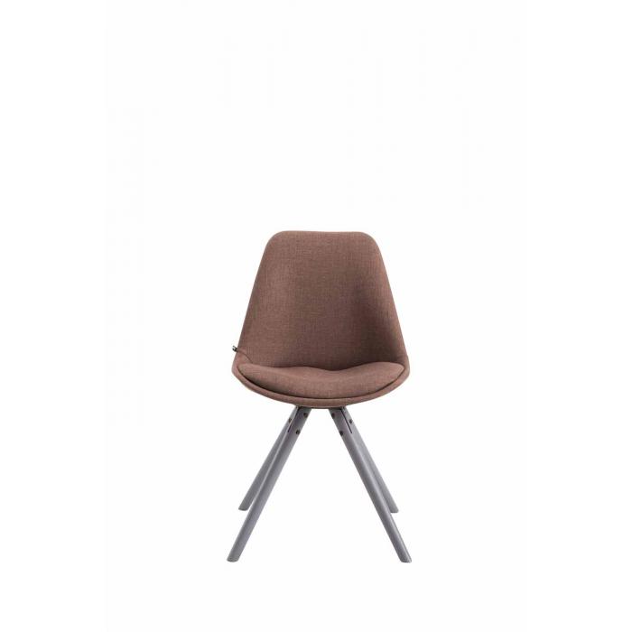 Besucherstuhl HLO-CP8 Stoff Rund grau ~ braun