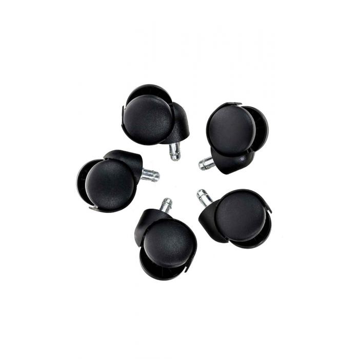 5er Pack Bodenrollen HLO-CP132 Kunststoff ~ schwarz