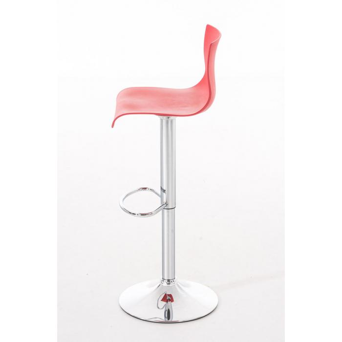 2er Set Barhocker HLO-CP20 Kunststoff chrom ~ rot