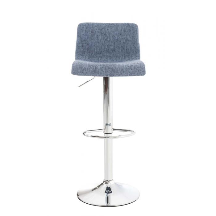 2er Set Barhocker HLO-CP20 Stoff chrom ~ blau