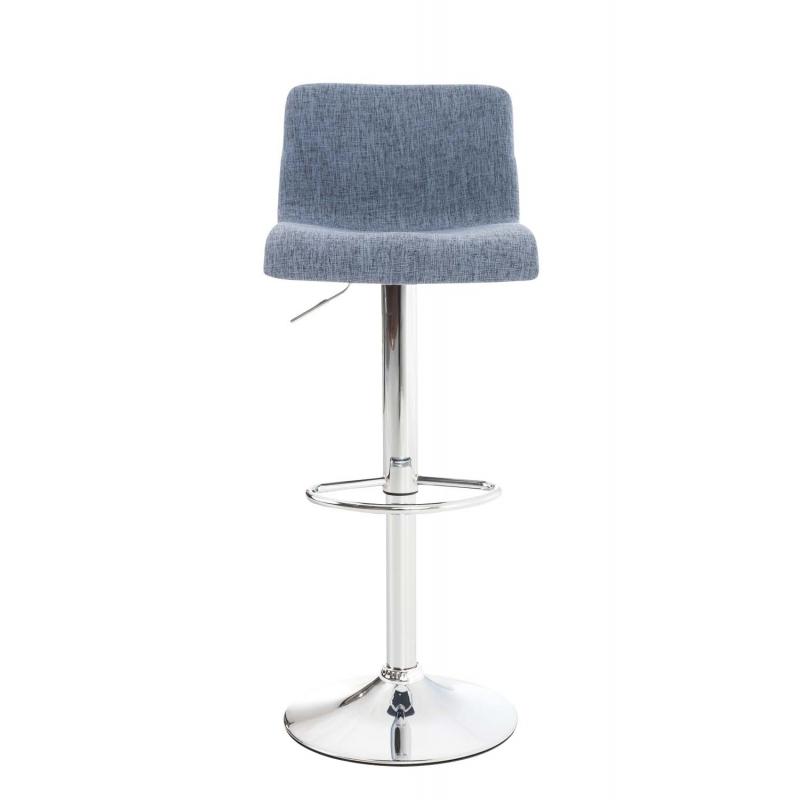 2er Set Barhocker HLO-CP20 Stoff chrom ~ blau
