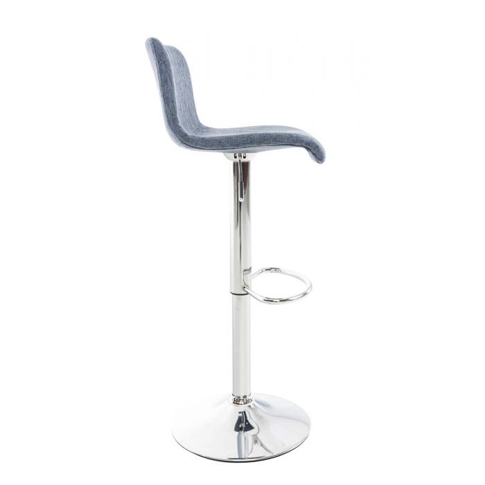 2er Set Barhocker HLO-CP20 Stoff chrom ~ blau
