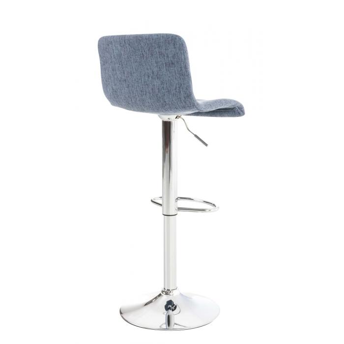 2er Set Barhocker HLO-CP20 Stoff chrom ~ blau